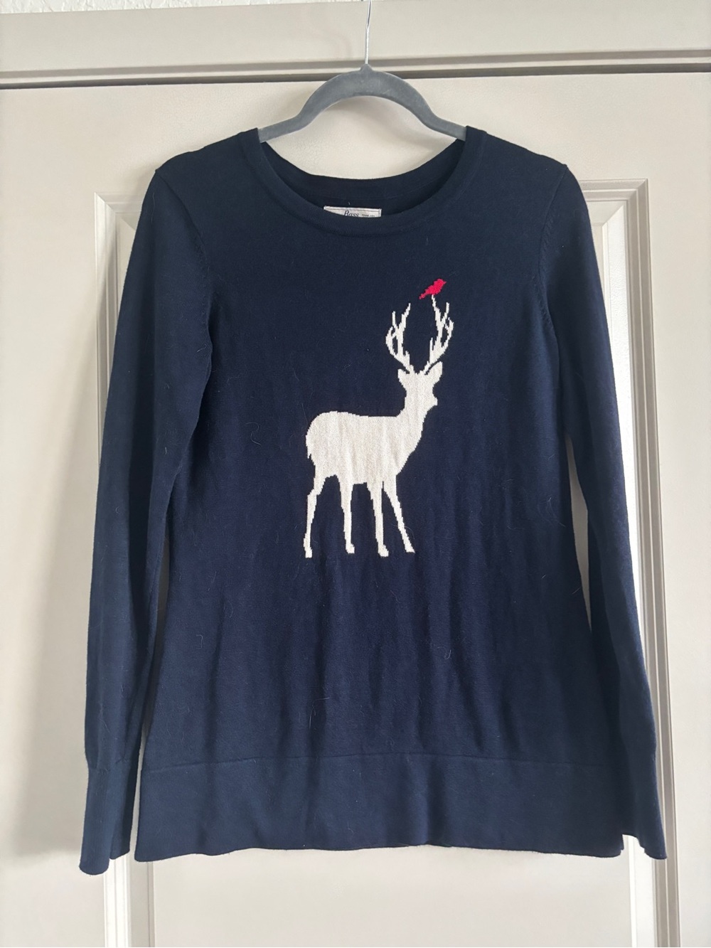 Women’s Navy Deer Crewneck Sweater Bass Size Small